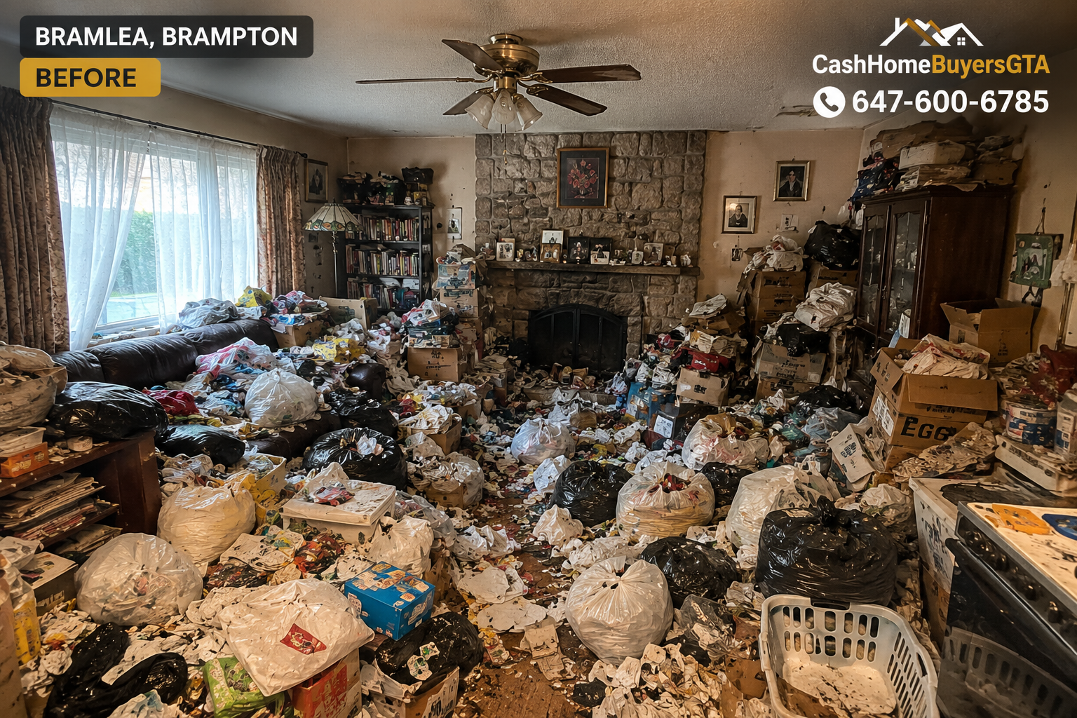Hoarder house before cleanup in Brampton